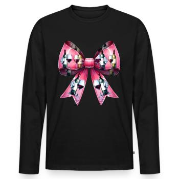 Coquette Bow Buveur de Vin Rose - T-shirt manches longues Premium bio Homme - noir - Devant - Nico (187cm)