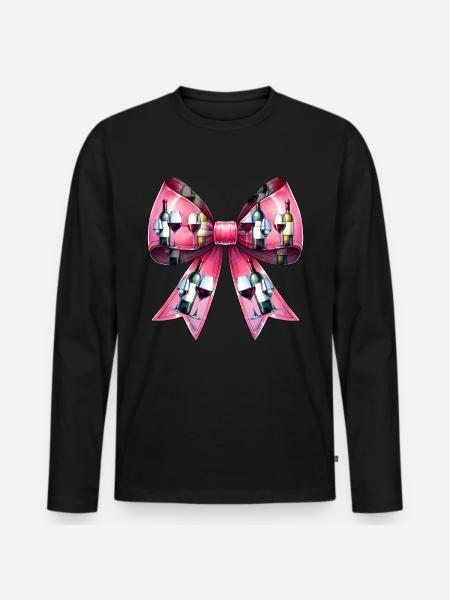 Coquette Bow Wine Drinker Pink - Men's Premium Organic Long Sleeve Shirt - black