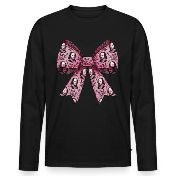 Kokette Schleife Shakespeare Literatur Rosa - Männer Premium Bio Langarmshirt - Schwarz - Vorne - Nico (187cm)