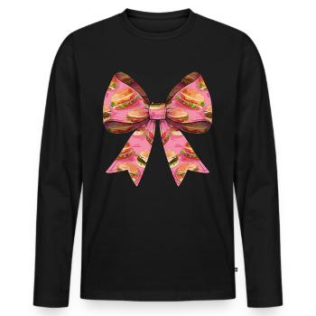 Coquette Bow Burger Hamburger Pink Ribbon Mom - Men's Premium Organic Long Sleeve Shirt - black - Front - Nico (187cm)