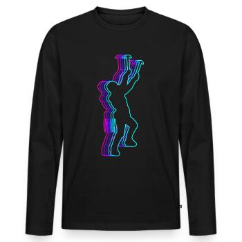 Retro Rock Climbing Rock Climber Bouldering - Men's Premium Organic Long Sleeve Shirt - black - Front - Nico (187cm)