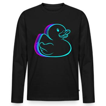 Retro Rubber Duck Ducky Vaporwave - Men's Premium Organic Long Sleeve Shirt - black - Front - Nico (187cm)