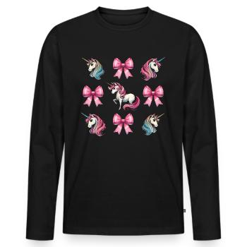 Coquette Schleife Einhorn Mütter Tag rosa Schleife - Männer Premium Bio Langarmshirt - Schwarz - Vorne - Nico (187cm)