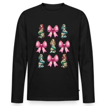 Coquette Bow Mermaid Girl Ribbon Pink - Men's Premium Organic Long Sleeve Shirt - black - Front - Nico (187cm)