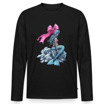 Coquette Bow Mermaid Girl Ribbon Pink - Men's Premium Organic Long Sleeve Shirt - black - Front - Nico (187cm)