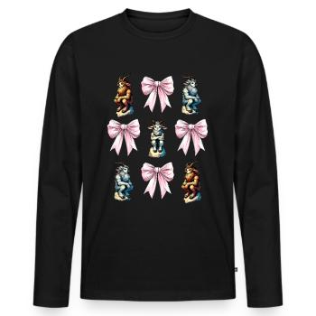 Coquettish Bow Faun Satyrs Goat Men Roman - Men's Premium Organic Long Sleeve Shirt - black - Front - Nico (187cm)