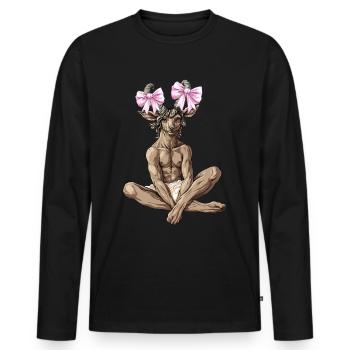 Coquettish Bow Faun Satyrs Goat Men Roman - Men's Premium Organic Long Sleeve Shirt - black - Front - Nico (187cm)
