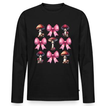 Coquette Bogen Pilzjagd Cottagecore Mykologie - Männer Premium Bio Langarmshirt - Schwarz - Vorne - Nico (187cm)