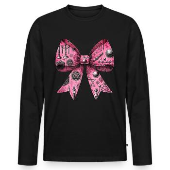 Coquette noeud alchimie symbole motif rose - T-shirt manches longues Premium bio Homme - noir - Devant - Nico (187cm)