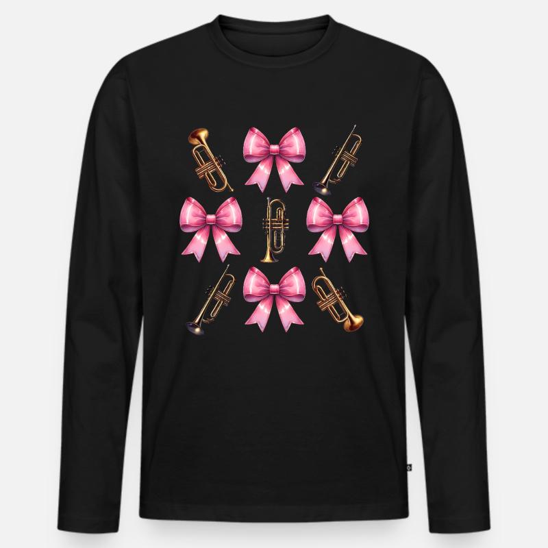 Coquette Bogen Trompete Instrument Trompeterin - Männer Premium Bio Langarmshirt - Schwarz