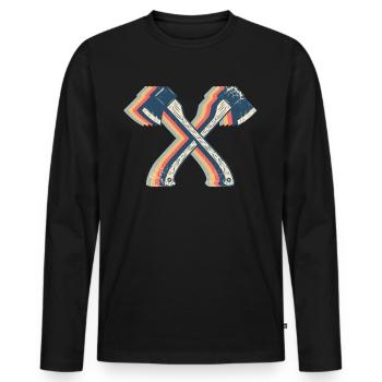 Axt-Werfen Axt-Werfer Retro Line Art - Männer Premium Bio Langarmshirt - Schwarz - Vorne - Nico (187cm)