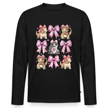 Coquette Arc Ankylosaure Dinosaure Fille - T-shirt manches longues Premium bio Homme - noir - Devant - Nico (187cm)