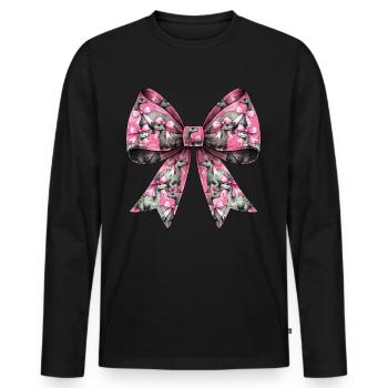 Coquette Arc Brontosaure Motif Dinosaure - T-shirt manches longues Premium bio Homme - noir - Devant - Nico (187cm)