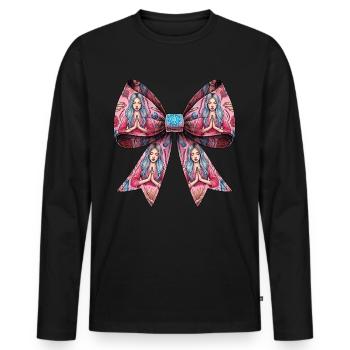 Coquette Bow Reiki Healer Healing Pattern Mom - Men's Premium Organic Long Sleeve Shirt - black - Front - Nico (187cm)