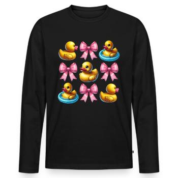Coquette Bow Rubber Ducky Ducky Mom Mothers Day - Men's Premium Organic Long Sleeve Shirt - black - Front - Nico (187cm)