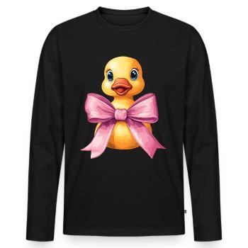 Coquette Bow Rubber Ducky Ducky Mom Mothers Day - Men's Premium Organic Long Sleeve Shirt - black - Front - Nico (187cm)