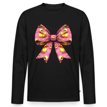 Coquette Bow Rubber Ducky Pattern Mom - Men's Premium Organic Long Sleeve Shirt - black - Front - Nico (187cm)