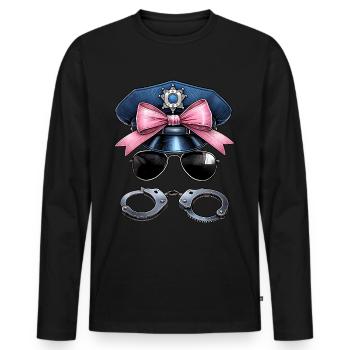 Coquette Bow Policeman Hat Lunettes de soleil - T-shirt manches longues Premium bio Homme - noir - Devant - Nico (187cm)