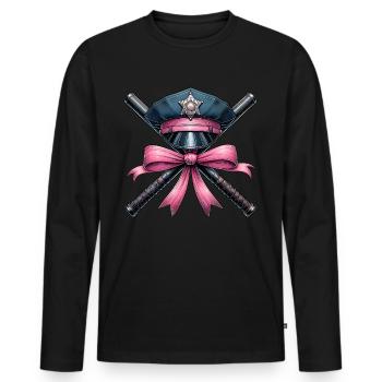 Coquette Bow Agent correctionnel Chapeau Bâton - T-shirt manches longues Premium bio Homme - noir - Devant - Nico (187cm)