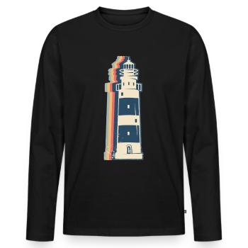 Lighthouse Seaside Retro Line Art - Men's Premium Organic Long Sleeve Shirt - black - Front - Nico (187cm)