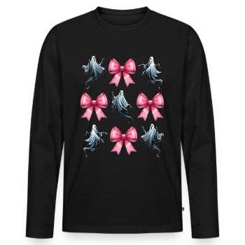 Noeud Coquet Ghost Ghost Spooky - T-shirt manches longues Premium bio Homme - noir - Devant - Nico (187cm)
