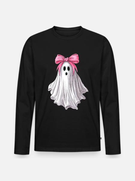 Coquettish Bow Ghost Ghost Spooky - Men's Premium Organic Long Sleeve Shirt - black