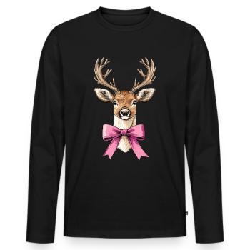 Coquette Noël Noeud Noël - T-shirt manches longues Premium bio Homme - noir - Devant - Nico (187cm)