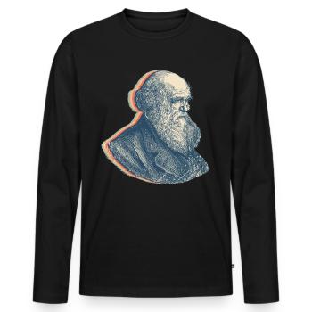 Charles Darwin Theory of Evolution Retro Line Art - Men's Premium Organic Long Sleeve Shirt - black - Front - Nico (187cm)