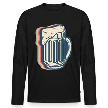 Bière artisanale Brasserie Brasserie maison Brasserie Rétro Line - T-shirt manches longues Premium bio Homme - noir - Devant - Nico (187cm)
