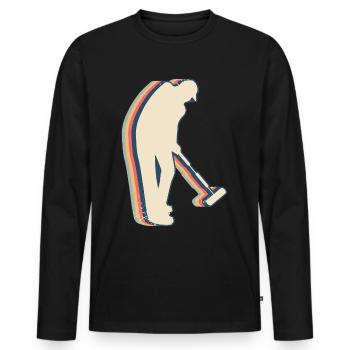 Croquet Player Team Retro Line Art - Men's Premium Organic Long Sleeve Shirt - black - Front - Nico (187cm)