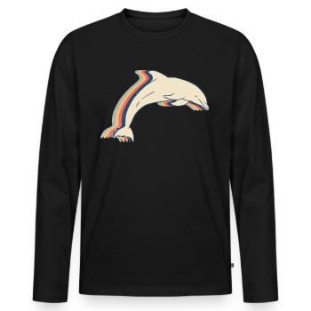 Dolphin Ocean Animal Retro Line Art - Men's Premium Organic Long Sleeve Shirt - black - Front - Nico (187cm)