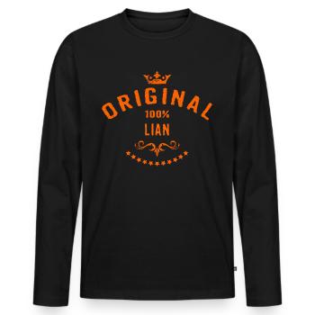 Maenner Vorname 100 Prozent Lian - RAHMENLOS - Männer Premium Bio Langarmshirt - Schwarz - Vorne - Nico (187cm)