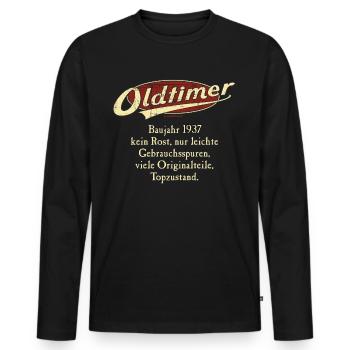 BD - Oldtimer Baujahr Jahrgang 1937 retro red - Männer Premium Bio Langarmshirt - Schwarz - Vorne - Nico (187cm)
