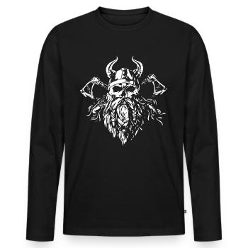 Wikinger Skull - Äxte - Männer Premium Bio Langarmshirt - Schwarz - Vorne - Nico (187cm)