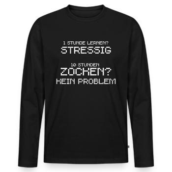 Gamer Gaming Zocker Lustiger Zocker Spruch - Männer Premium Bio Langarmshirt - Schwarz - Vorne - Nico (187cm)