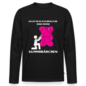 Gummibären Gummibärchen - Männer Premium Bio Langarmshirt - Schwarz - Vorne - Nico (187cm)