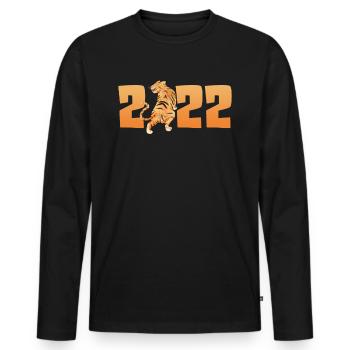 Année du Tigre 2022 - T-shirt manches longues Premium bio Homme - noir - Devant - Nico (187cm)