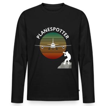 Planespotter Flugzeuge beobachten Geschenk - Männer Premium Bio Langarmshirt - Schwarz - Vorne - Nico (187cm)