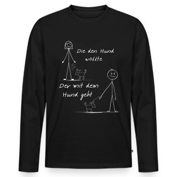 Der mit dem Hund gassi gehen muss - Männer Premium Bio Langarmshirt - Schwarz - Vorne - Nico (187cm)