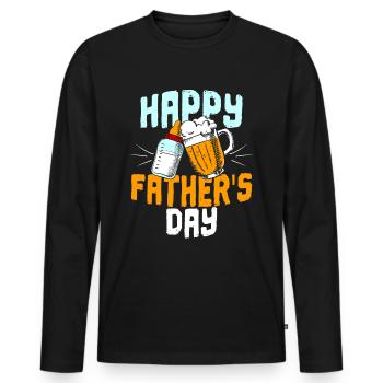 Happy Fathers Day Vatertag Herrentag Mann - Männer Premium Bio Langarmshirt - Schwarz - Vorne - Nico (187cm)