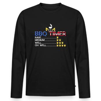 BBQ Timer 4th of July Patriotic US American - Men's Premium Organic Long Sleeve Shirt - black - Front - Nico (187cm)