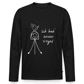 Ich hab einen Vogel - Männer Premium Bio Langarmshirt - Schwarz - Vorne - Nico (187cm)
