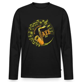 Jazz Musique Saxophone Saxophonistes Musiciens - T-shirt manches longues Premium bio Homme - noir - Devant - Nico (187cm)