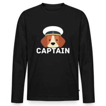 Captain My Boat My Rules Dog - Men's Premium Organic Long Sleeve Shirt - black - Front - Nico (187cm)