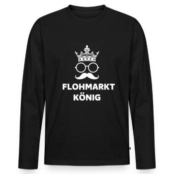 Flohmarkt König Trödelmarkt Händlerkarte - Männer Premium Bio Langarmshirt - Schwarz - Vorne - Nico (187cm)