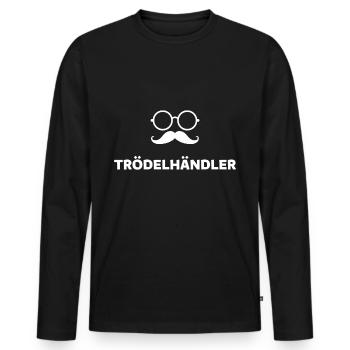 Flohmarkt König Trödelmarkt Händlerkarte - Männer Premium Bio Langarmshirt - Schwarz - Vorne - Nico (187cm)