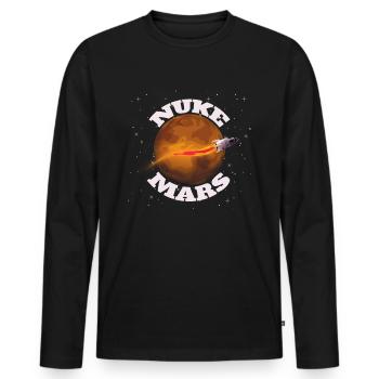 Astronaut Mars Space Travel - Men's Premium Organic Long Sleeve Shirt - black - Front - Nico (187cm)