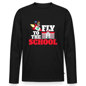 Astronaut flies me to school - Men's Premium Organic Long Sleeve Shirt - black - Front - Nico (187cm)