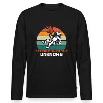Astronaut and basketball - Men's Premium Organic Long Sleeve Shirt - black - Front - Nico (187cm)