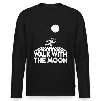 Astronaut Walkr with the moon Planet - Men's Premium Organic Long Sleeve Shirt - black - Front - Nico (187cm)